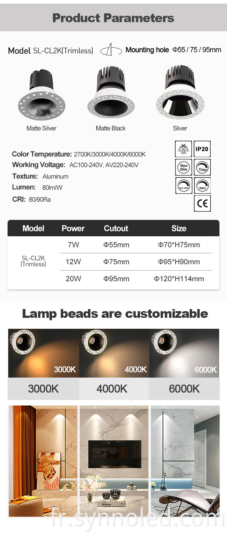 Synno Lighting Trimless Downlight Details